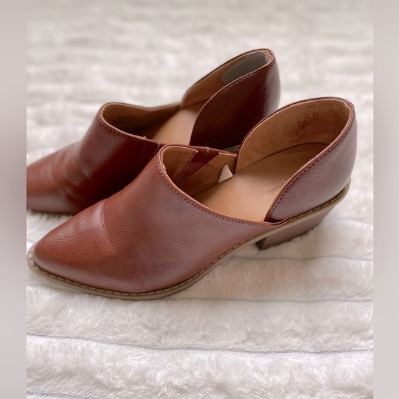 Brown Faux Leather Low Heel Mules | Western Style Slip-On Booties | Sz 7 - Picture 1 of 8